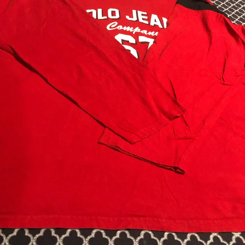 Polo Jeans Co. Ralph Lauren Mens 2XL Long Sleeve Red Graphic T-Shirt Y2K N20